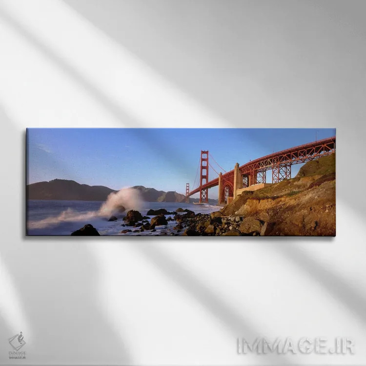 تابلو San Francisco Bay, Golden Gate Bridge, San Francisco, Marin County, California, USA" - "پل عبوری از خلیج، خلیج سانفرانسیسکو، پل گلدن گیت، سانفرانسیسکو، شهرستان مارین، کالیفرنیا، ایالات متحده" اثر پانورامیک ایمجز (استودیو عکاسی عریض) - نمای روبه