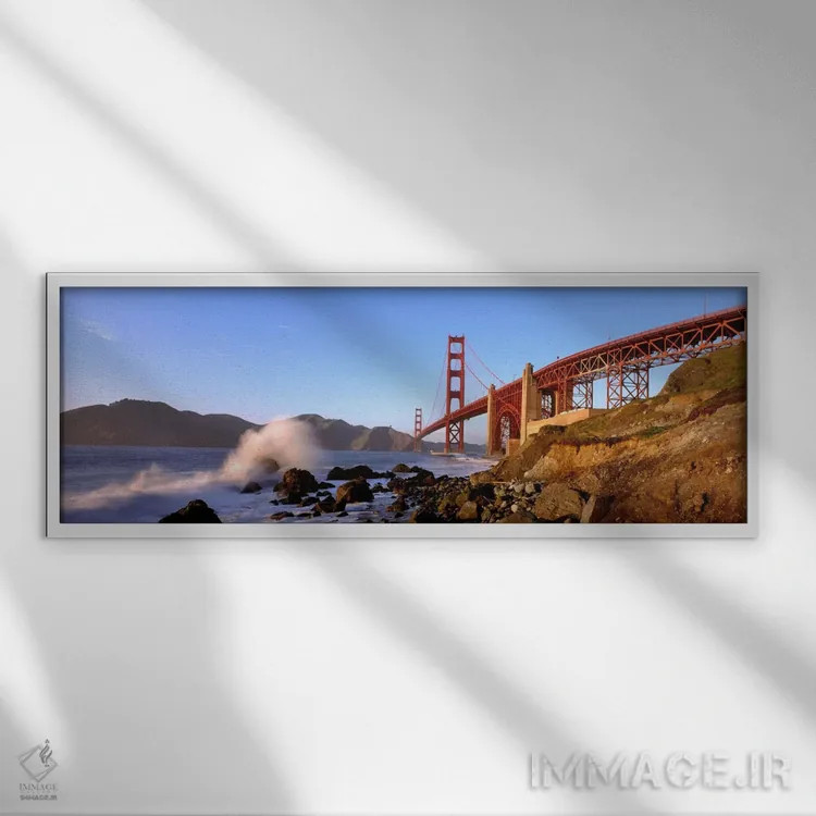 تابلو San Francisco Bay, Golden Gate Bridge, San Francisco, Marin County, California, USA" - "پل عبوری از خلیج، خلیج سانفرانسیسکو، پل گلدن گیت، سانفرانسیسکو، شهرستان مارین، کالیفرنیا، ایالات متحده" اثر پانورامیک ایمجز (استودیو عکاسی عریض) - نمای قاب