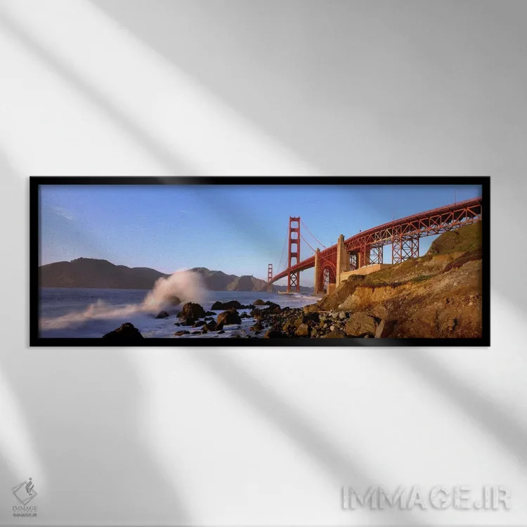 تابلو San Francisco Bay, Golden Gate Bridge, San Francisco, Marin County, California, USA" - "پل عبوری از خلیج، خلیج سانفرانسیسکو، پل گلدن گیت، سانفرانسیسکو، شهرستان مارین، کالیفرنیا، ایالات متحده" اثر پانورامیک ایمجز (استودیو عکاسی عریض) - نمای قاب