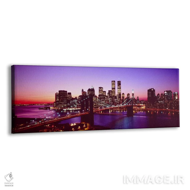 تابلو New York City, Brooklyn Bridge, Twilight" - "ایالات متحده، نیویورک سیتی، پل بروکلین، هنگام غروب" اثر پانورامیک ایمجز (استودیو عکاسی عریض) - نمای پرسپکتیو محصول
