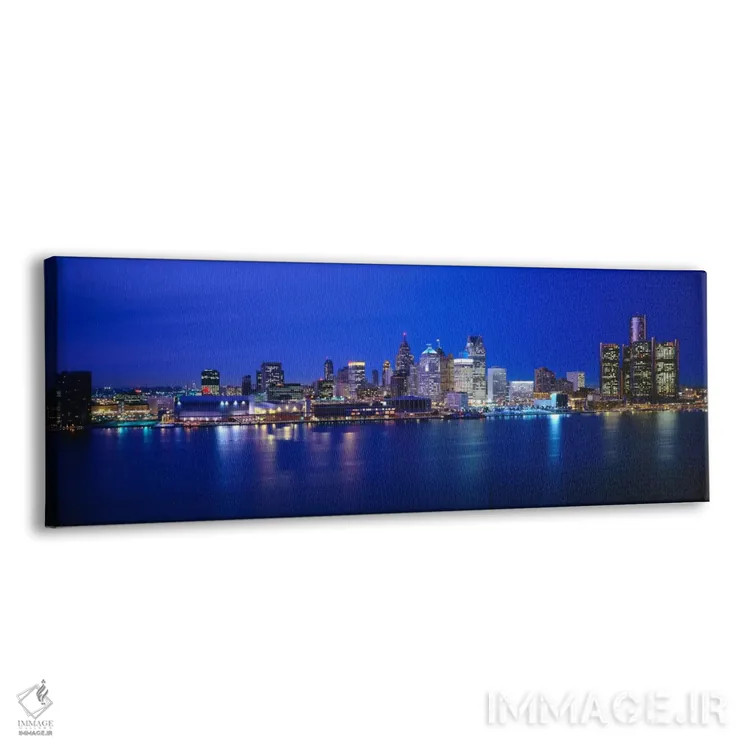 تابلو Michigan, Detroit, Night" - "ایالات متحده، میشیگان، دیترویت، شب" اثر پانورامیک ایمجز (استودیو عکاسی عریض) - نمای پرسپکتیو محصول