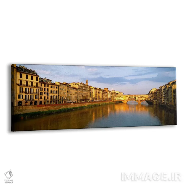 تابلو Arno River, Florence, Tuscany, Italy" - "معماری کنار رودخانه و پل وکیو، رودخانه آرنو، فلورانس، توسکانی، ایتالیا" اثر پانورامیک ایمجز (استودیو عکاسی عریض) - نمای پرسپکتیو محصول
