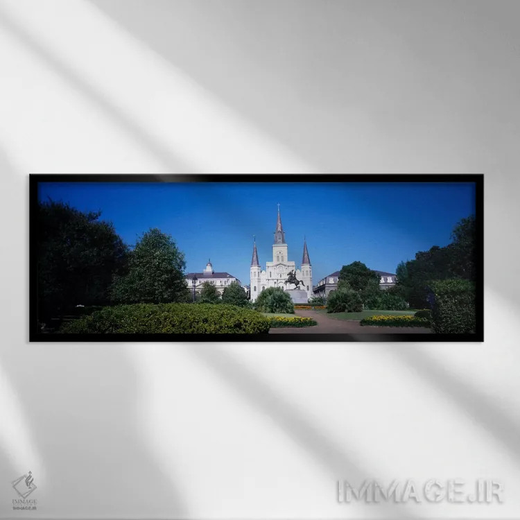 تابلو New Orleans, Louisiana, USA #2" - "میدان جکسون، نیواورلئان، لوئیزیانا، ایالات متحده #2" اثر پانورامیک ایمجز (استودیو عکاسی عریض) - نمای قابدار مشکی