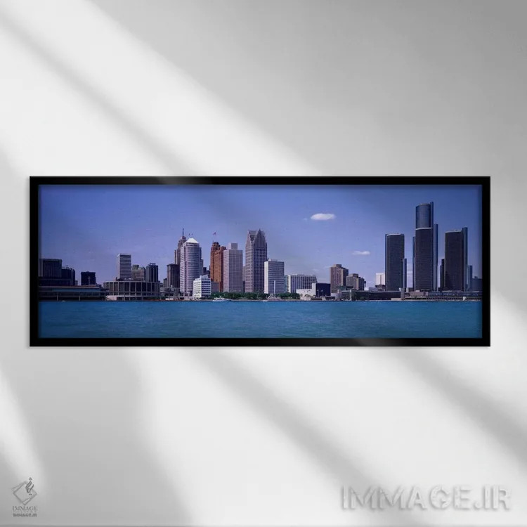 تابلو MI, USA" - "دیترویت، میشیگان، ایالات متحده" اثر پانورامیک ایمجز (استودیو عکاسی عریض) - نمای قابدار مشکی