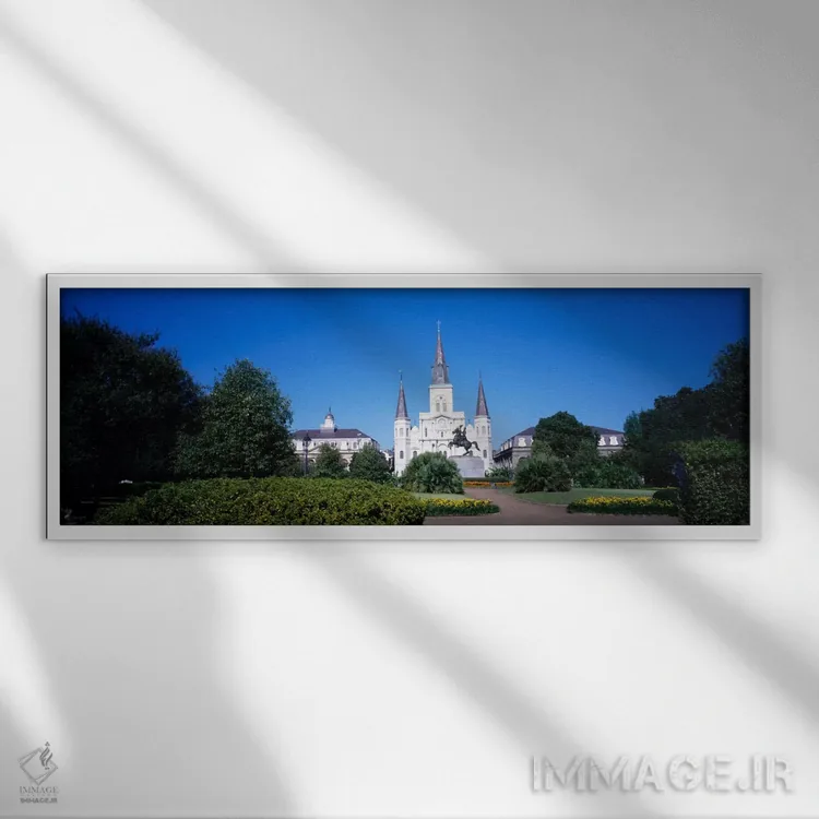 تابلو New Orleans, Louisiana, USA #2" - "میدان جکسون، نیواورلئان، لوئیزیانا، ایالات متحده #2" اثر پانورامیک ایمجز (استودیو عکاسی عریض) - نمای قابدار سفید