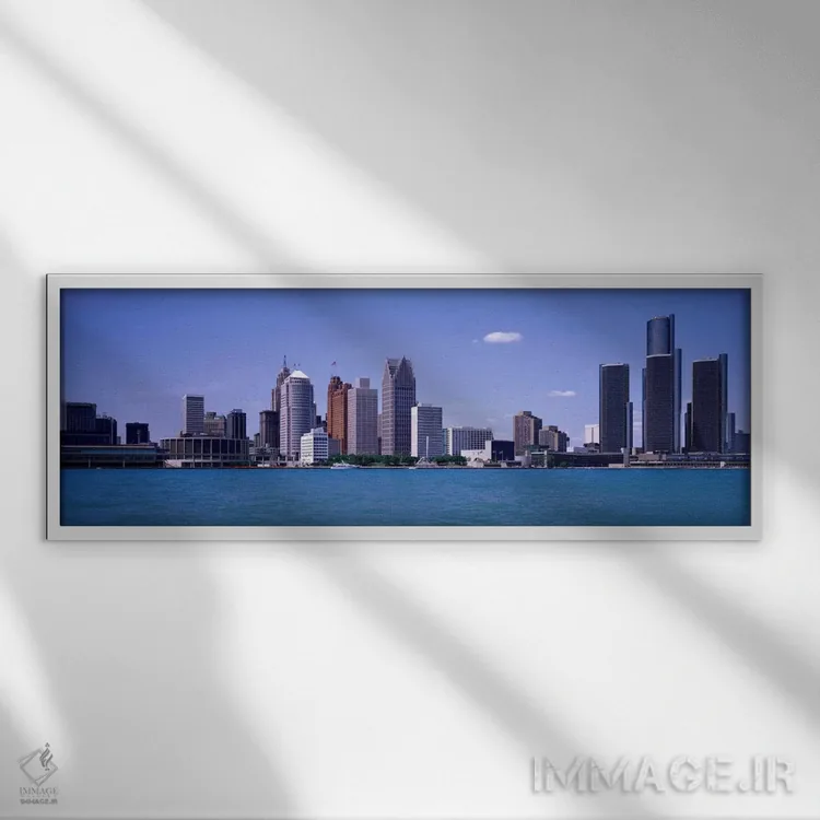 تابلو MI, USA" - "دیترویت، میشیگان، ایالات متحده" اثر پانورامیک ایمجز (استودیو عکاسی عریض) - نمای قابدار سفید