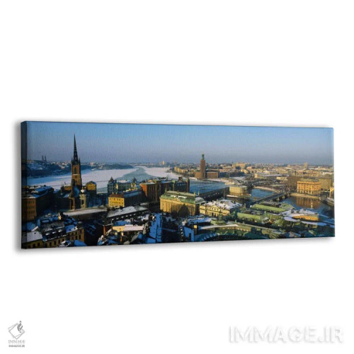 تابلو Stockholm, Sweden" - "نمای بالا به سوی شهر، استکهلم، سوئد" اثر پانورامیک ایمجز (استودیو عکاسی عریض) - نمای پرسپکتیو محصول