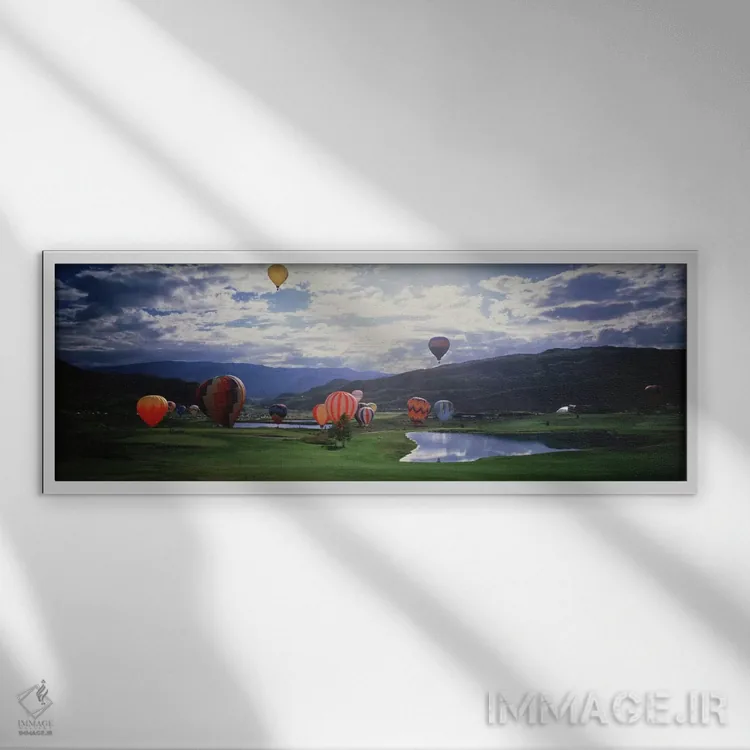 تابلو Snowmass, Colorado, USA" - "بالنهای هوای گرم، اسنومس، کلرادو، ایالات متحده" اثر پانورامیک ایمجز (استودیو عکاسی عریض) - نمای قابدار سفید