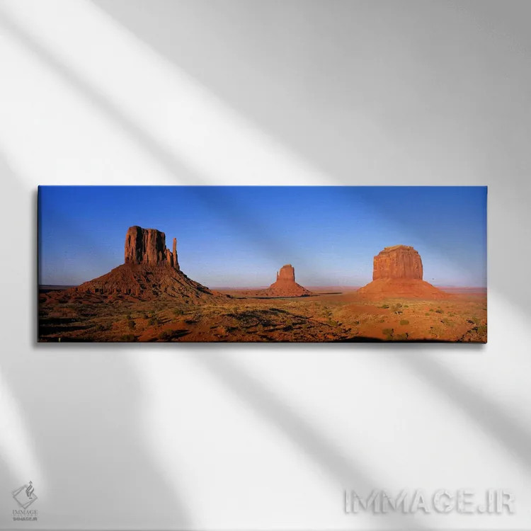 تابلو Monument Valley, Navajo Nation, Arizona, USA" - "دستکشها و مریک بات، دره یادبود، ملت ناواهو، آریزونا، ایالات متحده" اثر پانورامیک ایمجز (استودیو عکاسی عریض) - نمای روبهرو روی دیوار