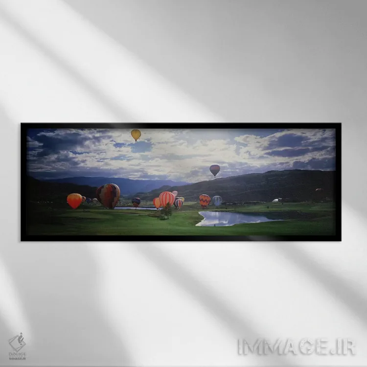 تابلو Snowmass, Colorado, USA" - "بالنهای هوای گرم، اسنومس، کلرادو، ایالات متحده" اثر پانورامیک ایمجز (استودیو عکاسی عریض) - نمای قابدار مشکی