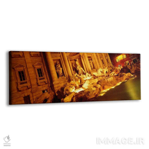 تابلو Trevi Fountain, Rome, Lazio, Italy" - "نمای از زاویه جانبی در شب، آبنمای تروی، رم، لاتزیو، ایتالیا" اثر پانورامیک ایمجز (استودیو عکاسی عریض) - نمای پرسپکتیو محصول