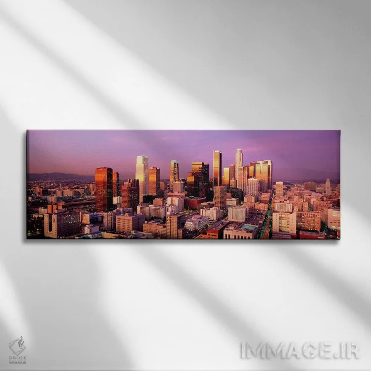 تابلو غروب خط آسمان لسآنجلس (کالیفرنیا، آمریکا) اثر پانورامیک ایمجز (استودیو عکاسی عریض) - نمای روبهرو روی دیوار