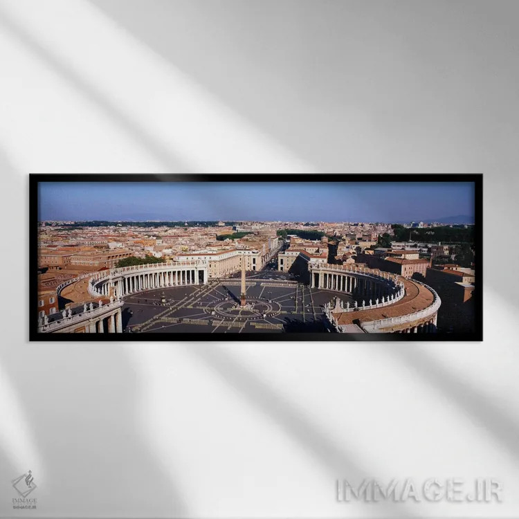 تابلو St. Peter's Square, Vatican City, Rome, Italy" - "نمای بالا از یک شهر، میدان سنت پیتر، واتیکان، رم، ایتالیا" اثر پانورامیک ایمجز (استودیو عکاسی عریض) - نمای قابدار مشکی