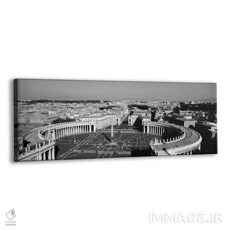 تابلو St. Peter's Square, Vatican City, Rome, Italy (black & white)" - "نمای بالا از یک شهر، میدان سنت پیتر، واتیکان، رم، ایتالیا (سیاه و سفید)" اثر پانورامیک ایمجز (استودیو عکاسی عریض) - نمای پرسپکتیو محصول
