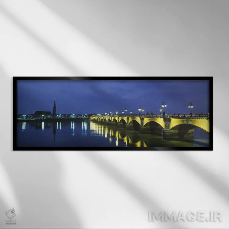 تابلو پل پییر بوردو (فرانسه) اثر پانورامیک ایمجز (استودیو عکاسی عریض) - نمای قابدار مشکی