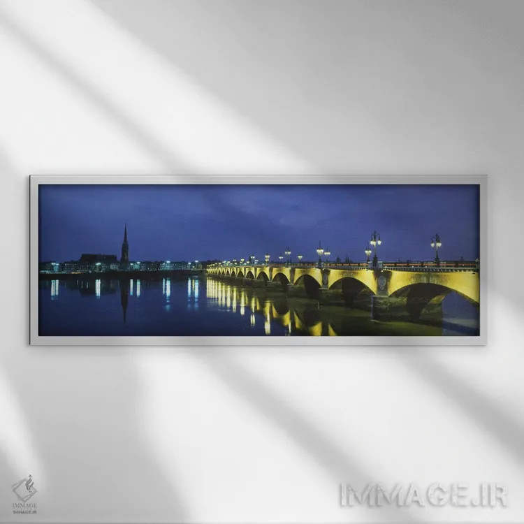 تابلو پل پییر بوردو (فرانسه) اثر پانورامیک ایمجز (استودیو عکاسی عریض) - نمای قابدار سفید
