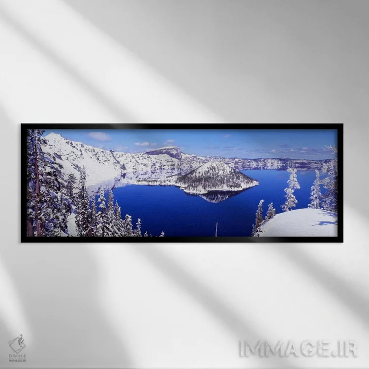 تابلو Oregon, Crater Lake National Park" - "ایالات متحده، اورگن، پارک ملی دریاچه دهانه آتشفشان" اثر پانورامیک ایمجز (استودیو عکاسی عریض) - نمای قابدار مشکی
