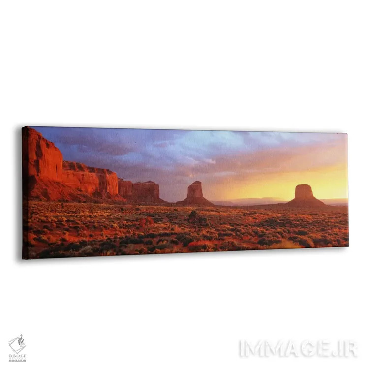 تابلو Navajo Nation, Arizona, USA" - "طلوع آفتاب در دره یادبود، ملت ناواهو، آریزونا، ایالات متحده" اثر پانورامیک ایمجز (استودیو عکاسی عریض) - نمای پرسپکتیو محصول