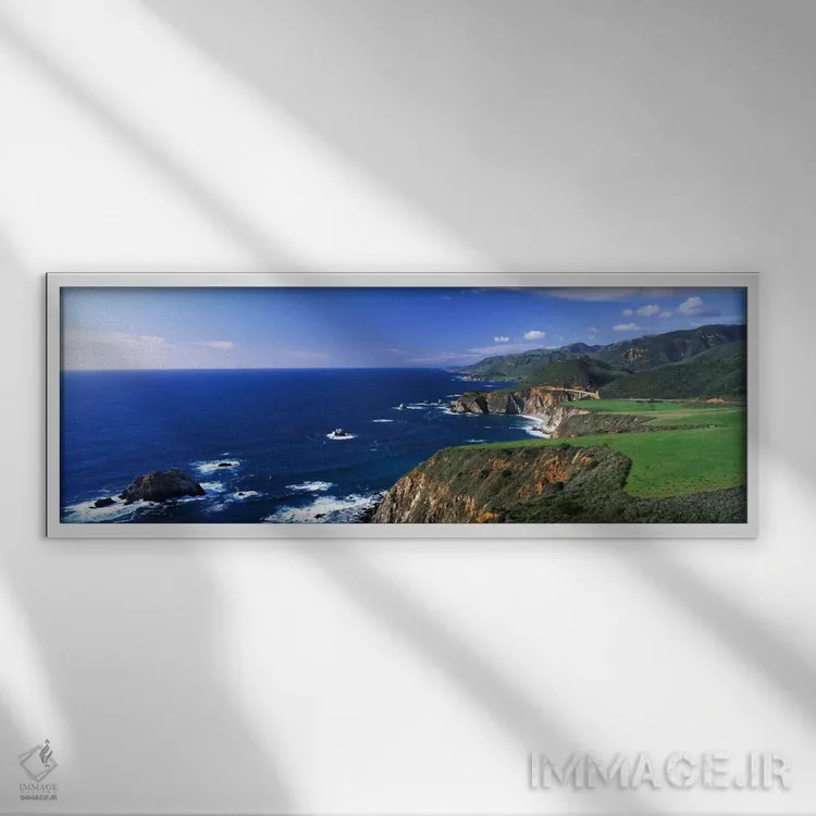 تابلو Big Sur, California, USA" - "چشمانداز ساحلی، بیگ سور، کالیفرنیا، ایالات متحده" اثر پانورامیک ایمجز (استودیو عکاسی عریض) - نمای قابدار سفید