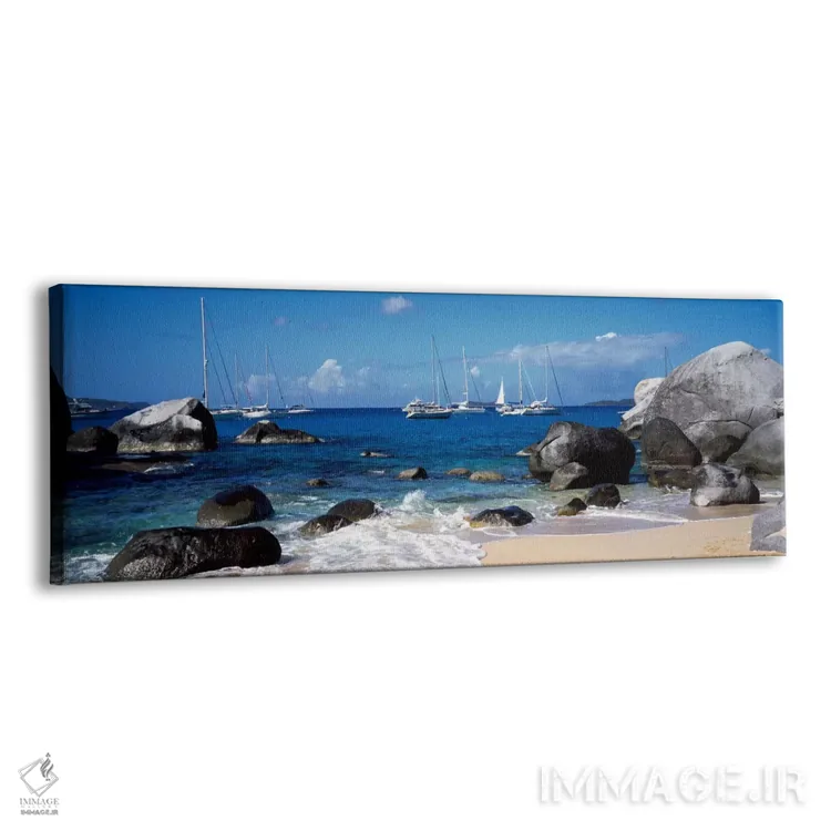 تابلو Virgin Gorda, Virgin Islands" - "قایقهای بادبانی در ساحل باتها، ویرجین گوردا، جزایر ویرجین" اثر پانورامیک ایمجز (استودیو عکاسی عریض) - نمای پرسپکتیو محصول
