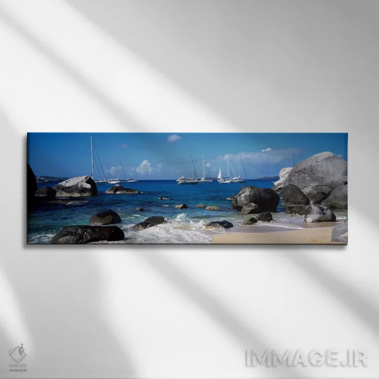 تابلو Virgin Gorda, Virgin Islands" - "قایقهای بادبانی در ساحل باتها، ویرجین گوردا، جزایر ویرجین" اثر پانورامیک ایمجز (استودیو عکاسی عریض) - نمای روبهرو روی دیوار