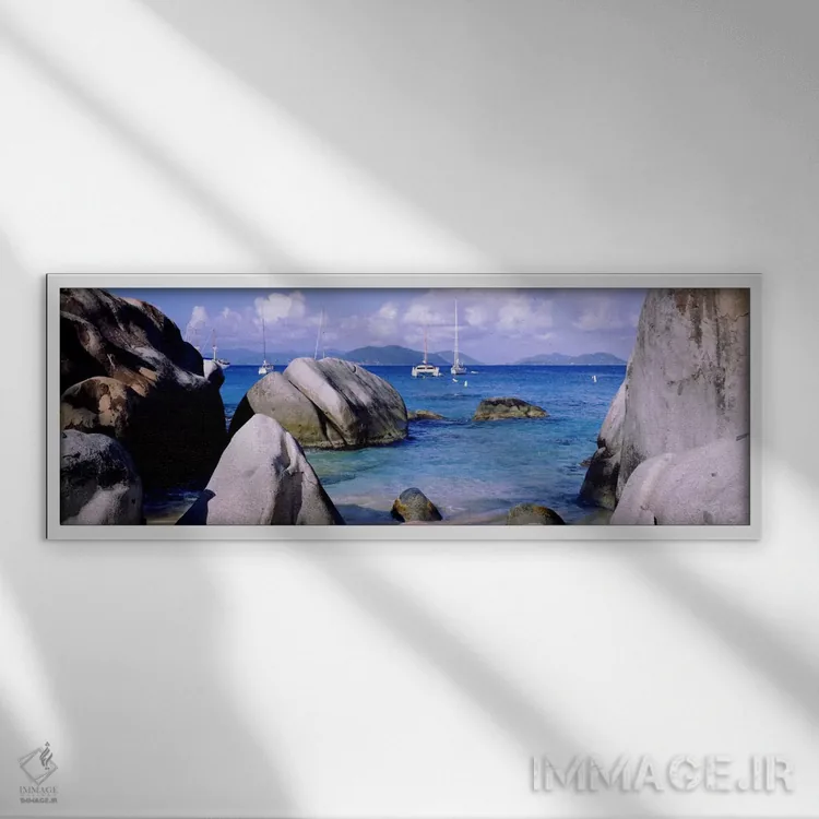 تابلو Virgin Gorda, British Virgin Islands" - "باتها، ویرجین گوردا، جزایر ویرجین بریتانیایی" اثر پانورامیک ایمجز (استودیو عکاسی عریض) - نمای قابدار سفید