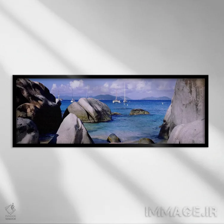 تابلو Virgin Gorda, British Virgin Islands" - "باتها، ویرجین گوردا، جزایر ویرجین بریتانیایی" اثر پانورامیک ایمجز (استودیو عکاسی عریض) - نمای قابدار مشکی