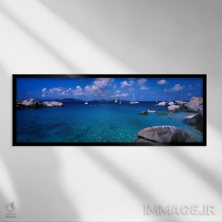 تابلو The Baths, Virgin Gorda, British Virgin Islands" - "چشمانداز دریا، باتها، ویرجین گوردا، جزایر ویرجین بریتانیایی" اثر پانورامیک ایمجز (استودیو عکاسی عریض) - نمای قابدار مشکی