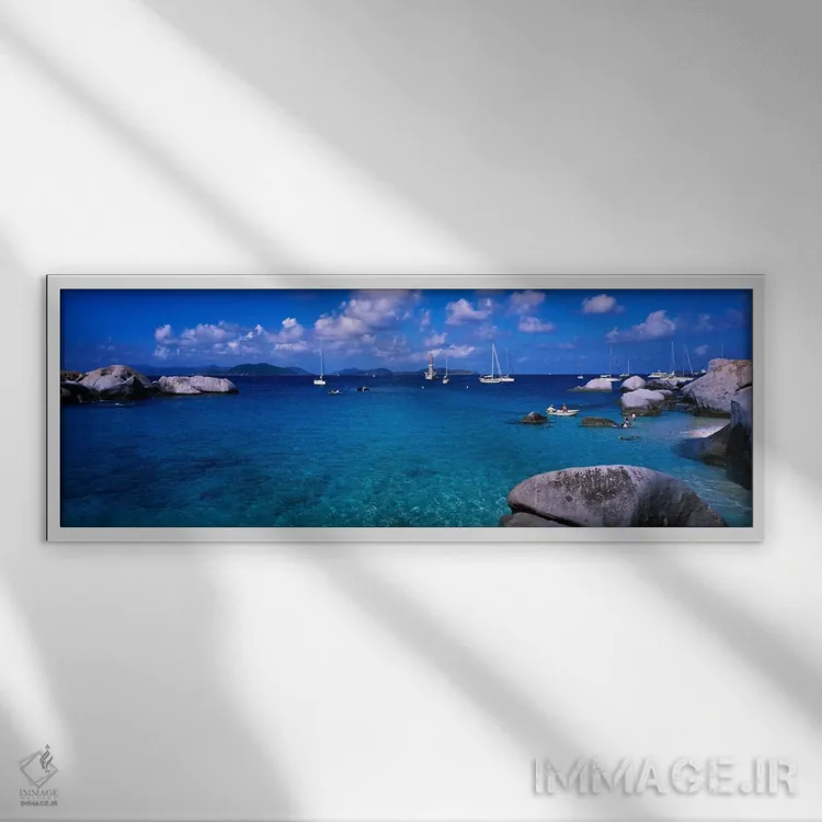 تابلو The Baths, Virgin Gorda, British Virgin Islands" - "چشمانداز دریا، باتها، ویرجین گوردا، جزایر ویرجین بریتانیایی" اثر پانورامیک ایمجز (استودیو عکاسی عریض) - نمای قابدار سفید