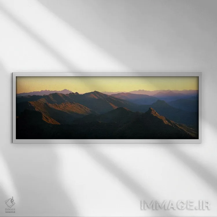 تابلو کوههای هاریس، نیوزیلند اثر پانورامیک ایمجز (استودیو عکاسی عریض) - نمای قابدار سفید