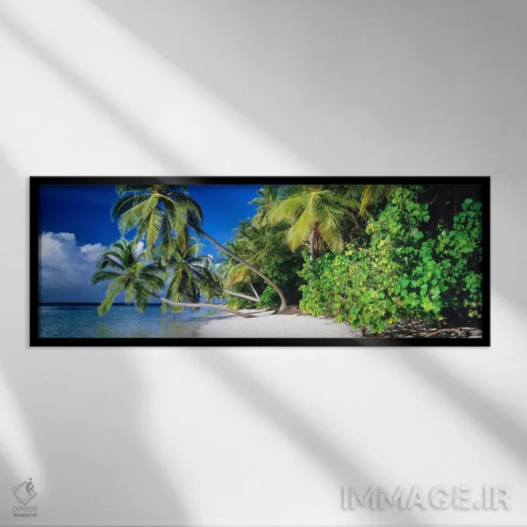 تابلو ساحل پام، مالدیو اثر پانورامیک ایمجز (استودیو عکاسی عریض) - نمای قابدار مشکی