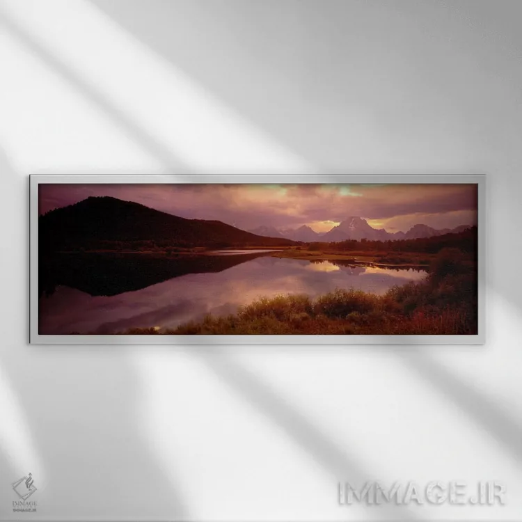 تابلو رشتهکوههای تِتن، کوهها، پارک ملی گرند تِتن، وایومینگ، ایالات متحده آمریکا اثر پانورامیک ایمجز (استودیو عکاسی عریض) - نمای قابدار سفید