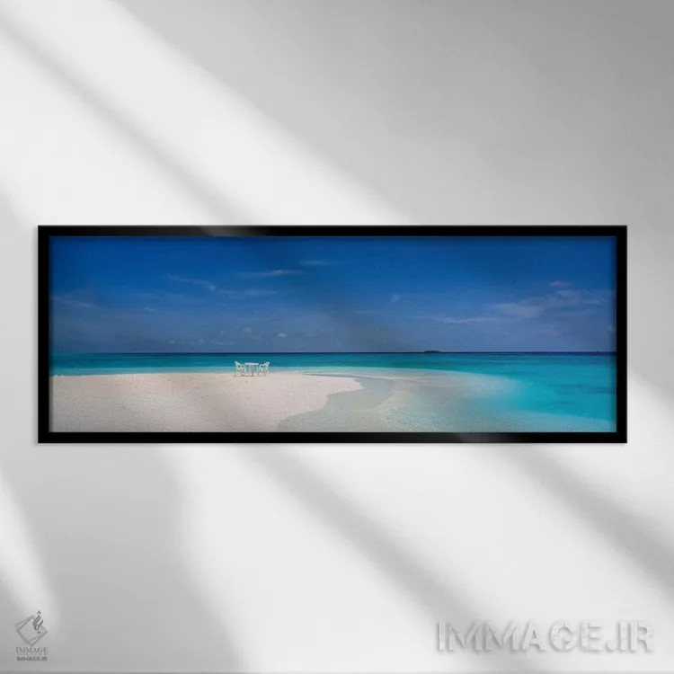 تابلو صحنه ساحل، مالدیو اثر پانورامیک ایمجز (استودیو عکاسی عریض) - نمای قابدار مشکی