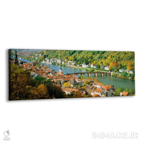 تابلو نمای هوایی از یک شهر در کنار رودخانه، قلعه هایدلبرگ، هایدلبرگ، بادن-وورتمبرگ، آلمان اثر پانورامیک ایمجز (استودیو عکاسی عریض) - نمای پرسپکتیو محصول