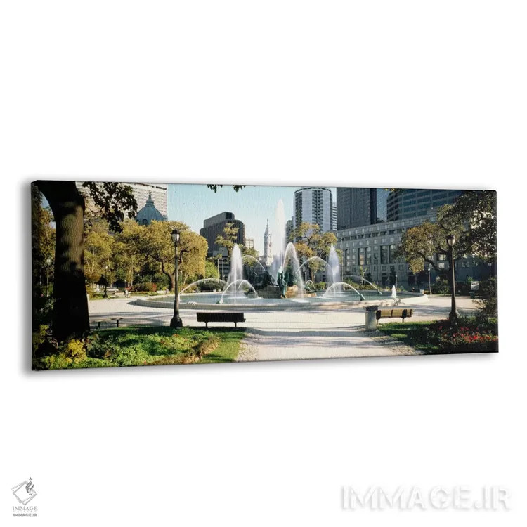 تابلو فوارهای در پارک، فواره یادبود سوآن، لوگان سیرکل، فیلادلفیا، ایالات متحده آمریکا اثر پانورامیک ایمجز (استودیو عکاسی عریض) - نمای پرسپکتیو محصول