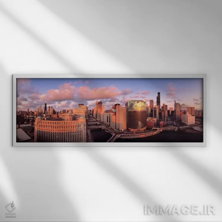 تابلو شیکاگو، ایالات متحده آمریکا اثر پانورامیک ایمجز (استودیو عکاسی عریض) - نمای قابدار سفید