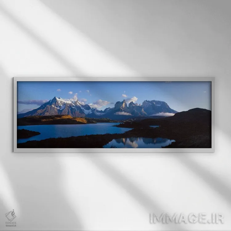 تابلو برجهای پائینه، پاتاگونیا، شیلی اثر پانورامیک ایمجز (استودیو عکاسی عریض) - نمای قابدار سفید