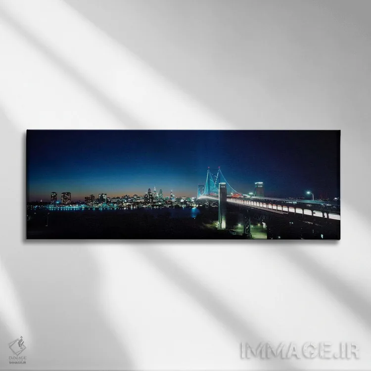 تابلو پل عبور از رودخانه، پل یادبود دلاور، رودخانه دلاور، فیلادلفیا، شهرستان فیلادلفیا، پنسیلوانیا، ایالات متحده آمریکا اثر پانورامیک ایمجز (استودیو عکاسی عریض) - نمای روبهرو روی دیوار