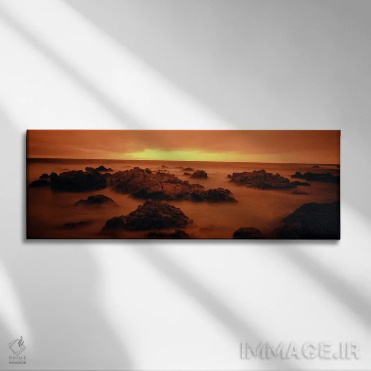 تابلو ساحل مهآلود در غروب، پبل بیچ، شهرستان مانتری، کالیفرنیا، ایالات متحده آمریکا اثر پانورامیک ایمجز (استودیو عکاسی عریض) - نمای روبهرو روی دیوار