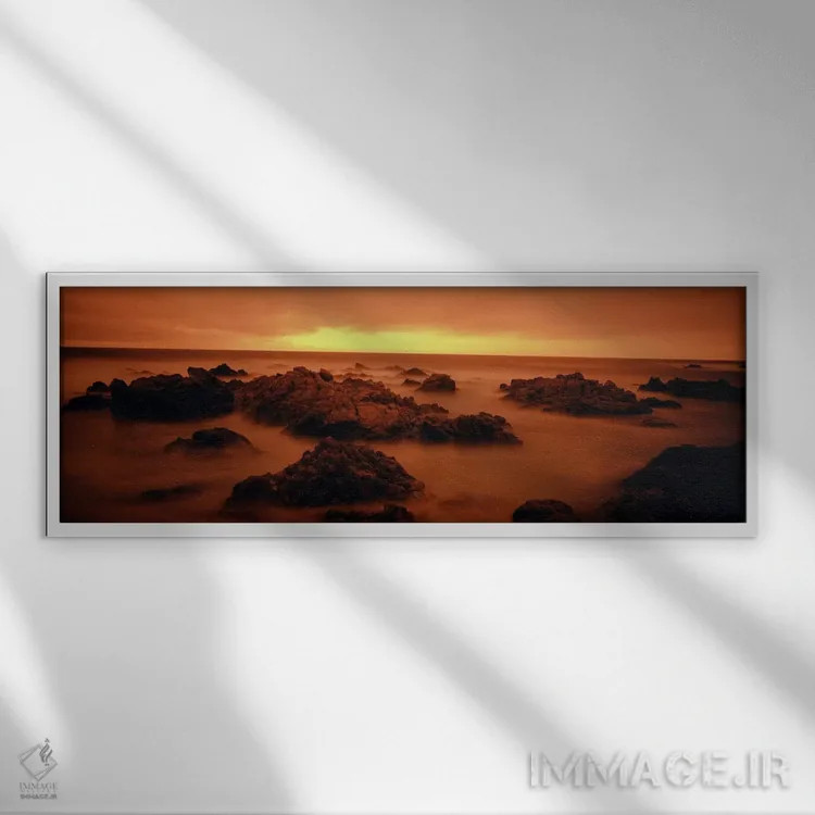 تابلو ساحل مهآلود در غروب، پبل بیچ، شهرستان مانتری، کالیفرنیا، ایالات متحده آمریکا اثر پانورامیک ایمجز (استودیو عکاسی عریض) - نمای قابدار سفید