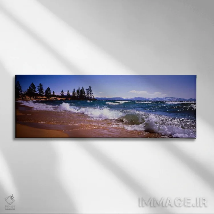 تابلو امواج خروشان، دریاچه تاهو، نوادا، ایالات متحده آمریکا اثر پانورامیک ایمجز (استودیو عکاسی عریض) - نمای روبهرو روی دیوار
