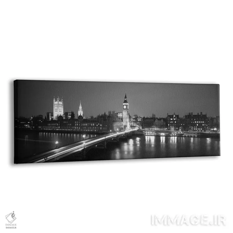 تابلو انگلستان، لندن، پارلمان، بیگ بن (سیاه و سفید) اثر پانورامیک ایمجز (استودیو عکاسی عریض) - نمای پرسپکتیو محصول