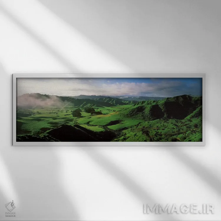 تابلو زمینهای کشاورزی، تارانا، نیوزیلند اثر پانورامیک ایمجز (استودیو عکاسی عریض) - نمای قابدار سفید