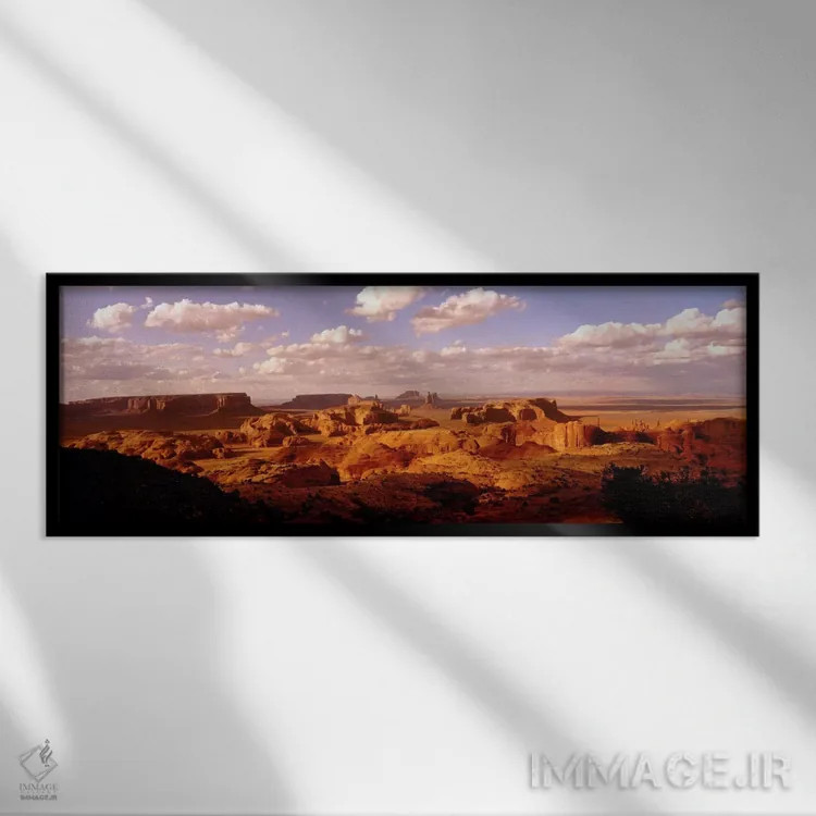 تابلو میزای هانتس، دره یادگار، سرزمین ناواجو، آریزونا، ایالات متحده آمریکا اثر پانورامیک ایمجز (استودیو عکاسی عریض) - نمای قابدار مشکی