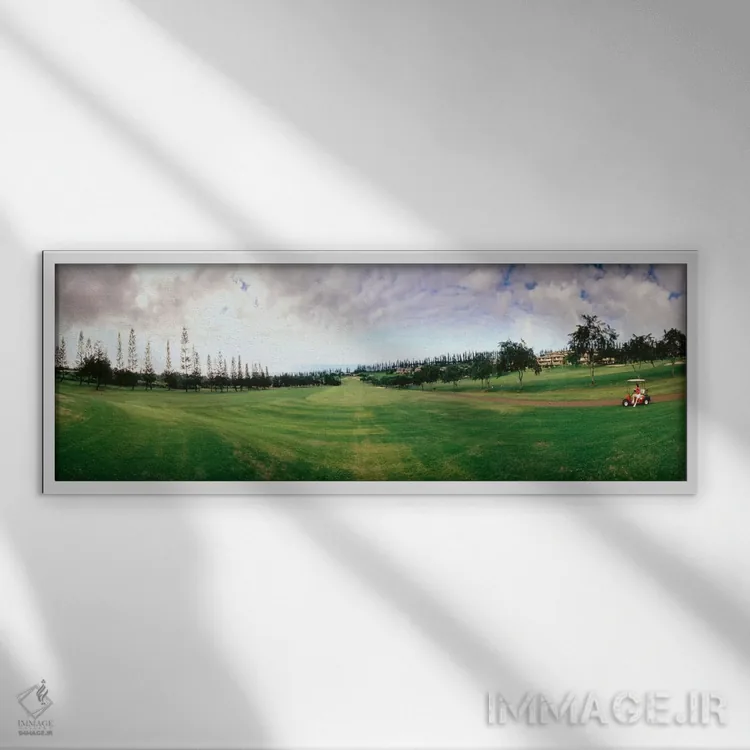 تابلو زمین گلف مائوی، هاوایی، ایالات متحده آمریکا اثر پانورامیک ایمجز (استودیو عکاسی عریض) - نمای قابدار سفید