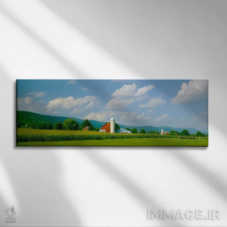 تابلو زمین کشاورزی در مقابل یک انبار، دره کیشاکوکیلاس، پنسیلوانیا، ایالات متحده آمریکا اثر پانورامیک ایمجز (استودیو عکاسی عریض) - نمای روبهرو روی دیوار