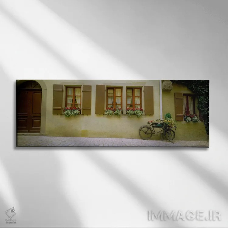 تابلو دوچرخه تنها، روثنبورگ اب در تاوبر، آنسباخ، فرانکونیای میانه، بایرن، آلمان اثر پانورامیک ایمجز (استودیو عکاسی عریض) - نمای روبهرو روی دیوار