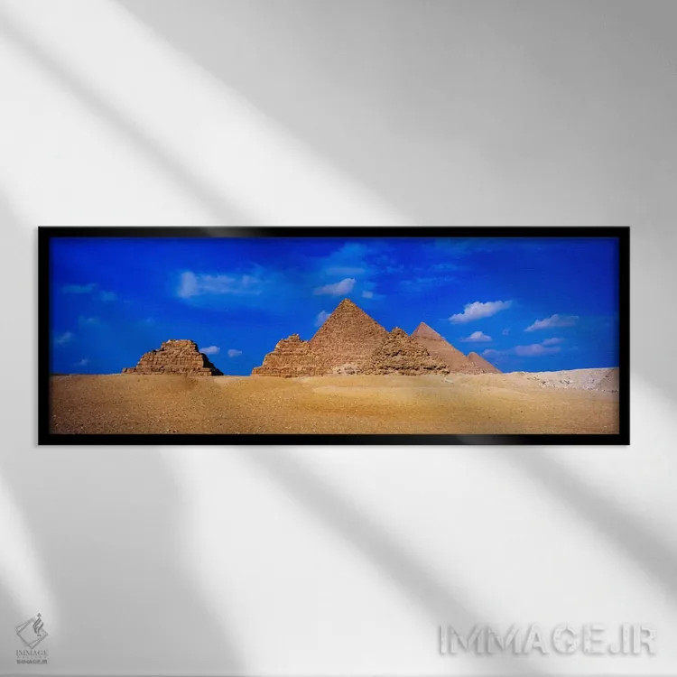 تابلو اهرام بزرگ و اهرام ملکهها، مجموعه هرمهای جیزه، جیزه، مصر اثر پانورامیک ایمجز (استودیو عکاسی عریض) - نمای قابدار مشکی