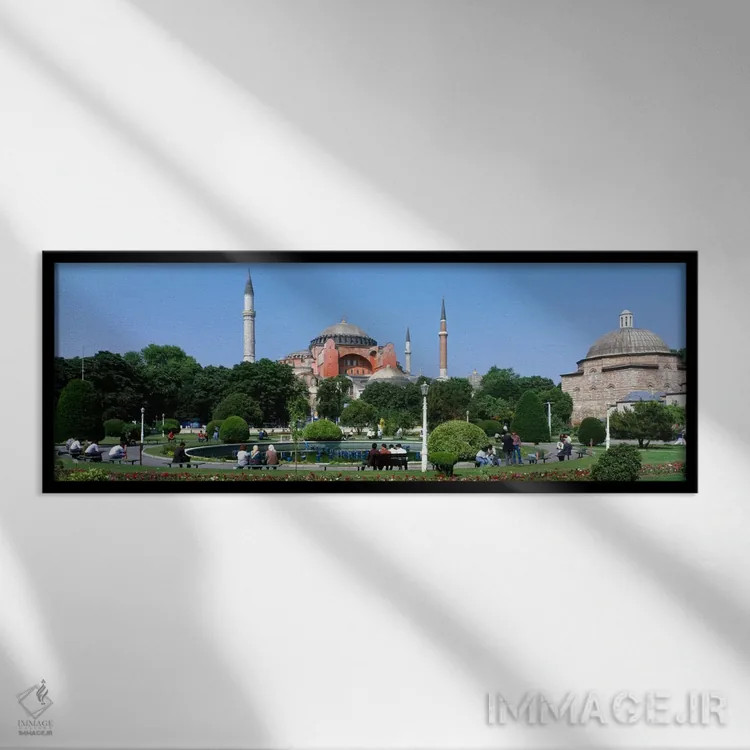تابلو ایاصوفیه، استانبول، ترکیه اثر پانورامیک ایمجز (استودیو عکاسی عریض) - نمای قابدار مشکی