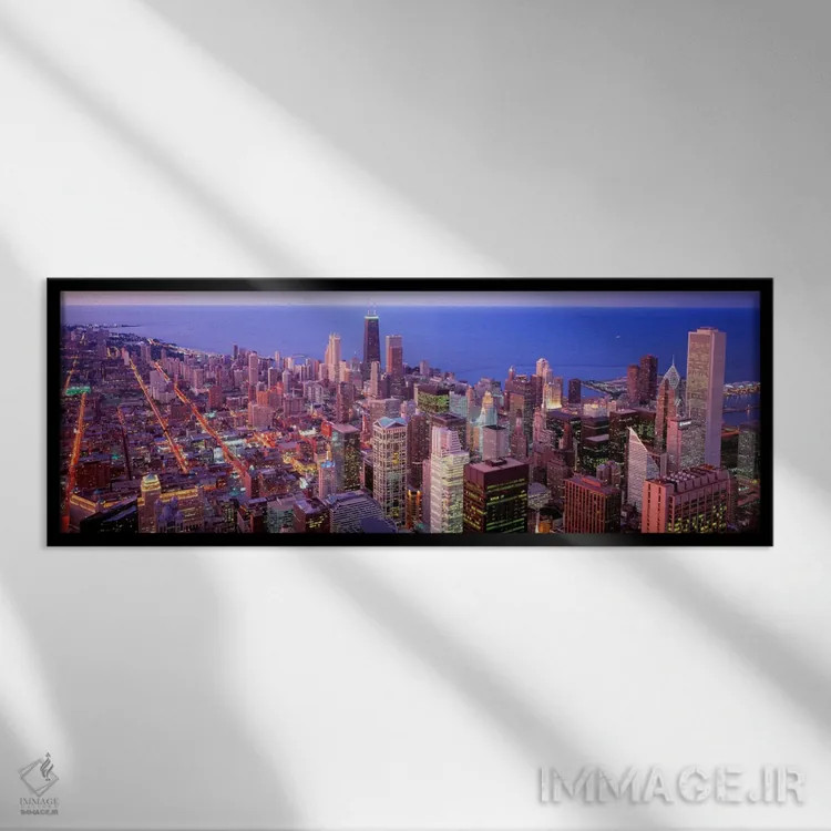تابلو شیکاگو، ایلینوی، ایالات متحده آمریکا اثر پانورامیک ایمجز (استودیو عکاسی عریض) - نمای قابدار مشکی